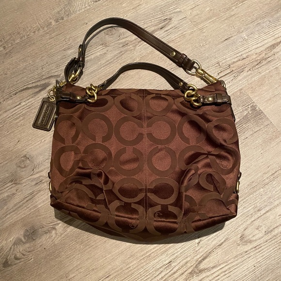 Coach Signature Brooke Mahogany Sateen Shoulder Bag - Picture 2 of 6